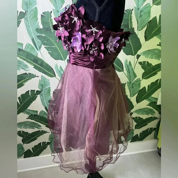 JJs House Women’s Purple A-Line Princess Strapless Short Prom Homecoming Dress 6 - Picture 8 of 9